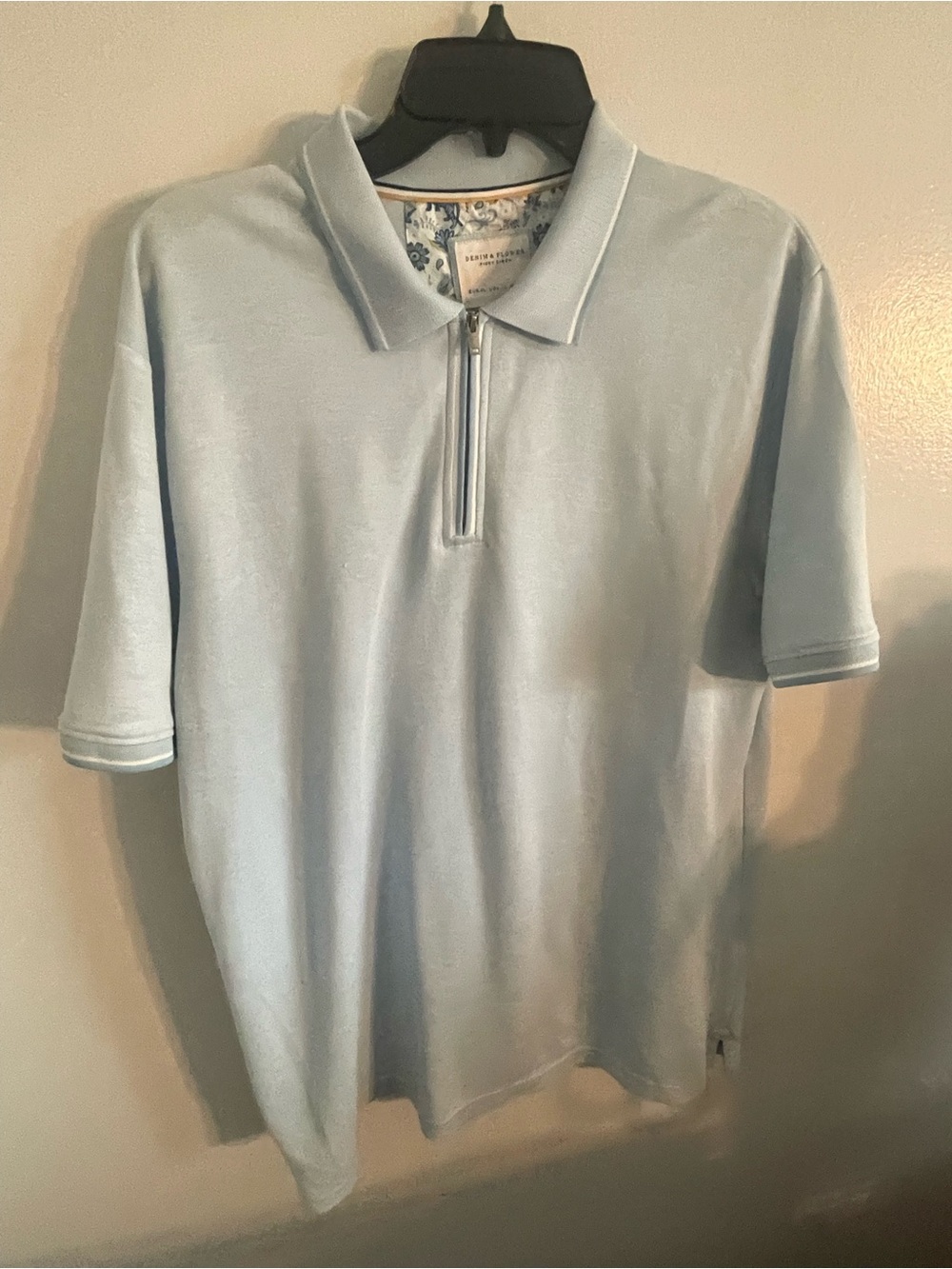 Denim & Flower Light Blue Half-Zip Polo